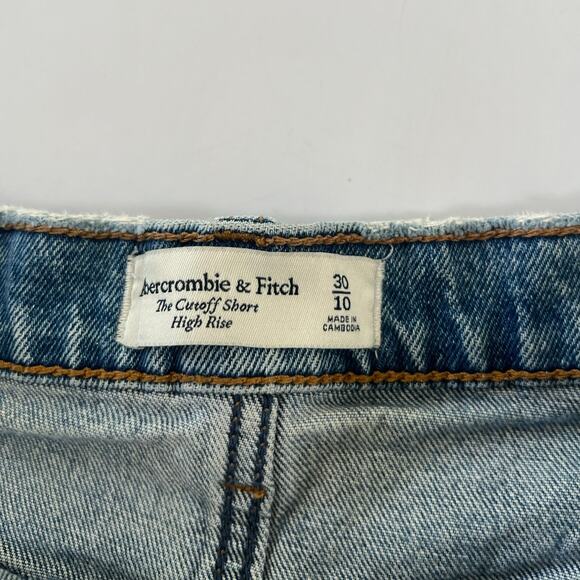 Abercrombie & Fitch High Rise Cutoff Blue Denim Shorts Womens Size 30 - Picture 3 of 13